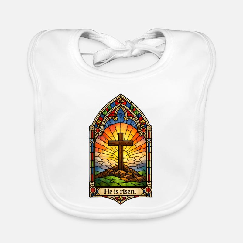 Resurrection He is Risen Easter Jesus Organic Baby Bibs