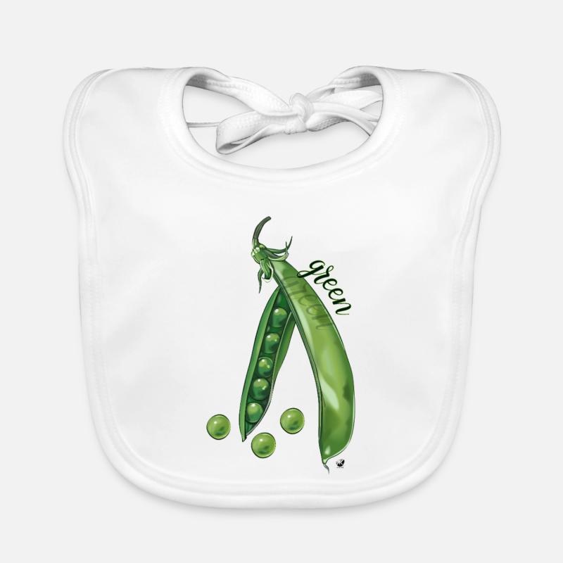 Green pea pod and peas illustration Organic Baby Bibs
