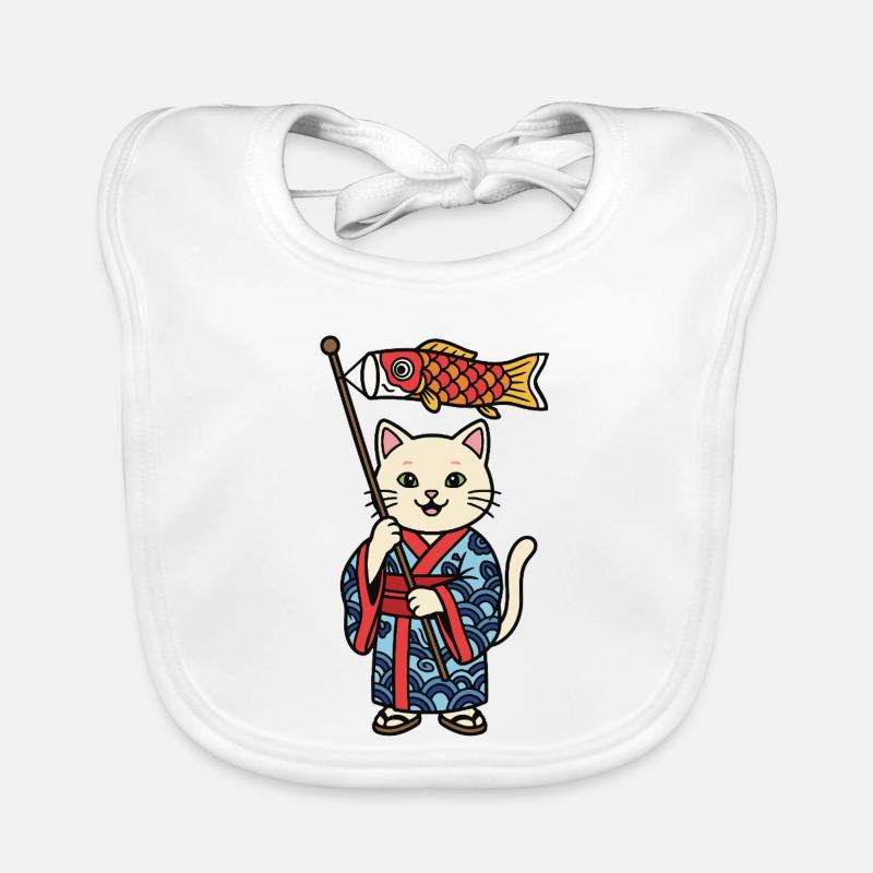 Chat japonais avec drapeau poisson Bavoir bio Bébé