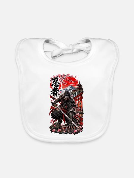 Ninja – Schattenkrieger Japans - Baby Bio-Lätzchen - Weiß - Vorne