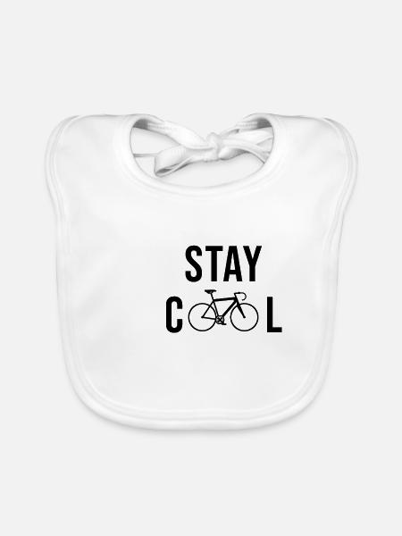 STAY COOL bike - Organic Baby Bibs - white - Front