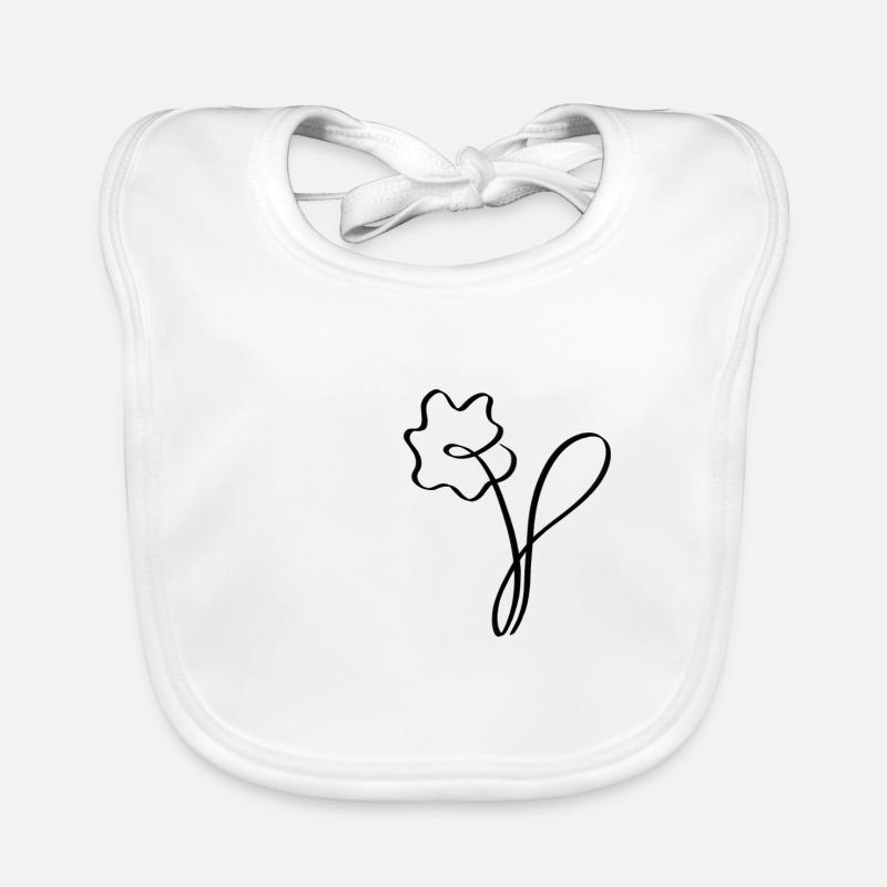 One line flower black Organic Baby Bibs