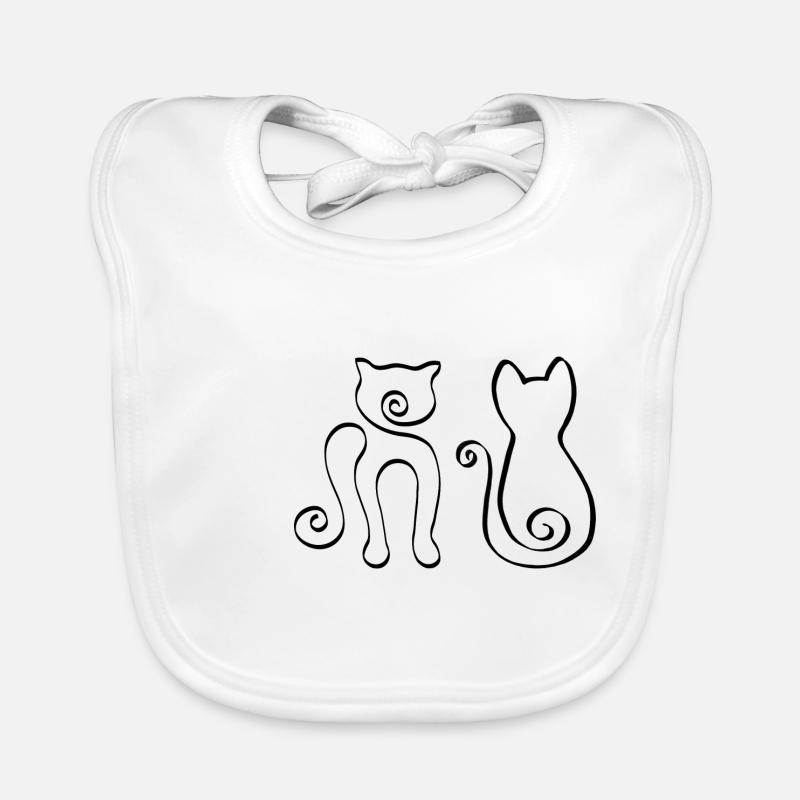 2 One Line Katzen schwarz Baby Bio-Lätzchen