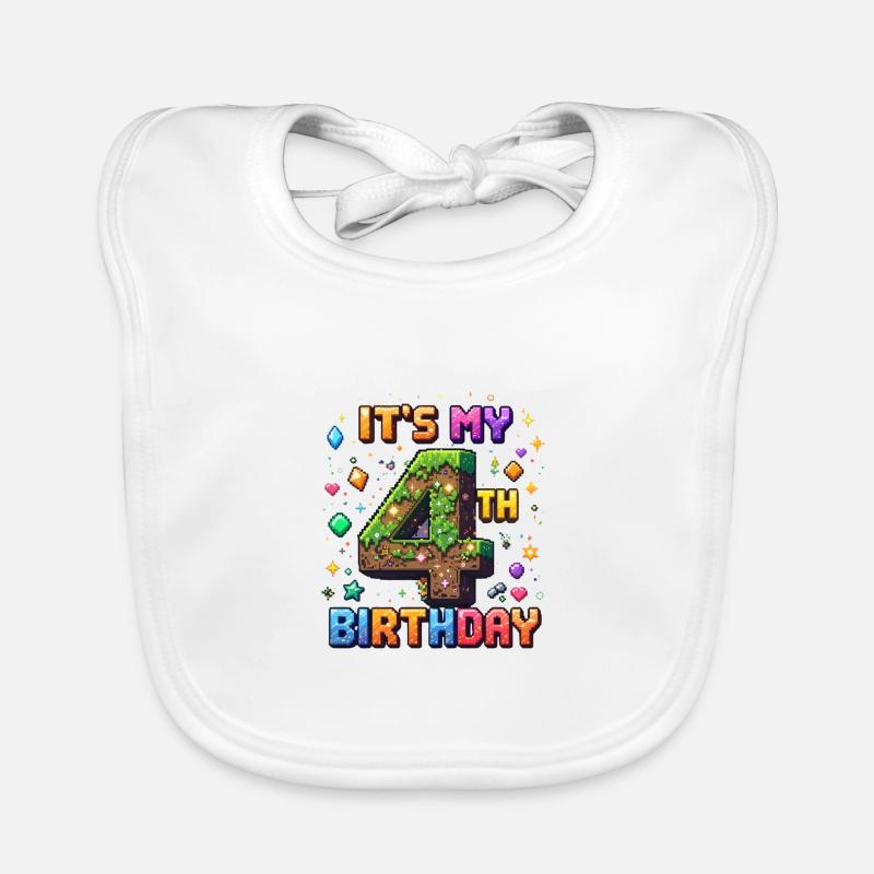 4. Geburtstag Kinder Pixel Baby Bio-Lätzchen