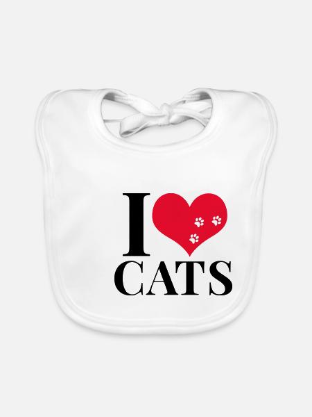J'aime les chats - Bavoir bio Bébé - blanc - Devant