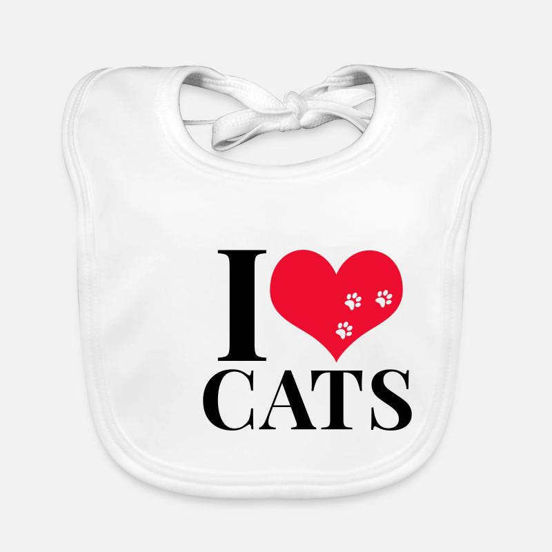 J'aime les chats - Bavoir bio Bébé - blanc