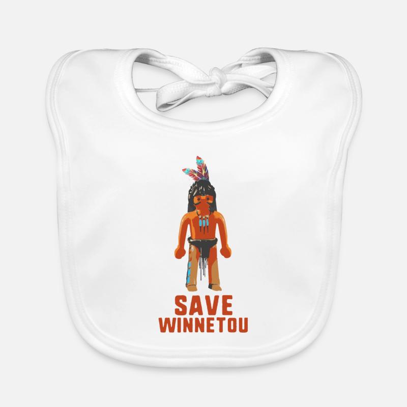 save winnetou,winnetou,indianer,comic - Baby Bio-Lätzchen - Weiß