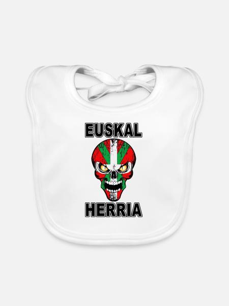 Euskal Herria - Pays Basque 72 - Bavoir bio Bébé - blanc - Devant