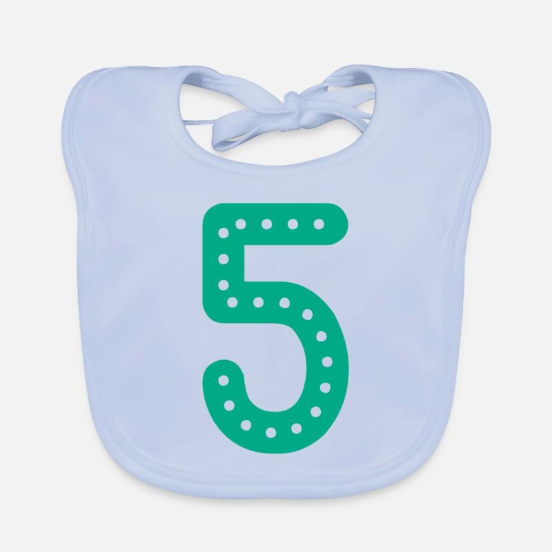5 YEARS. 5th ANNIVERSARY. BIRTHDAY 5 YEARS. FIVE Organic Baby Bibs