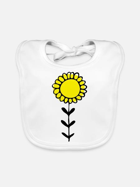 Sonnenblume Illustration - Baby Bio-Lätzchen - Weiß - Vorne