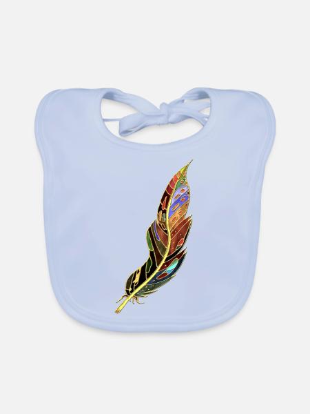 Feather - Organic Baby Bibs - sky blue - Front