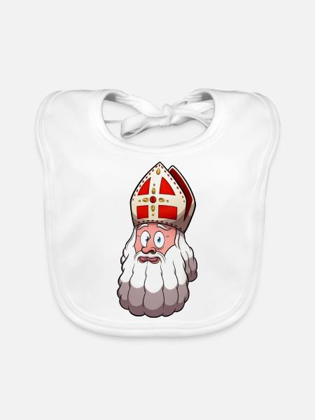 Visage de Saint Nicolas - Bavoir bio Bébé - blanc - Devant