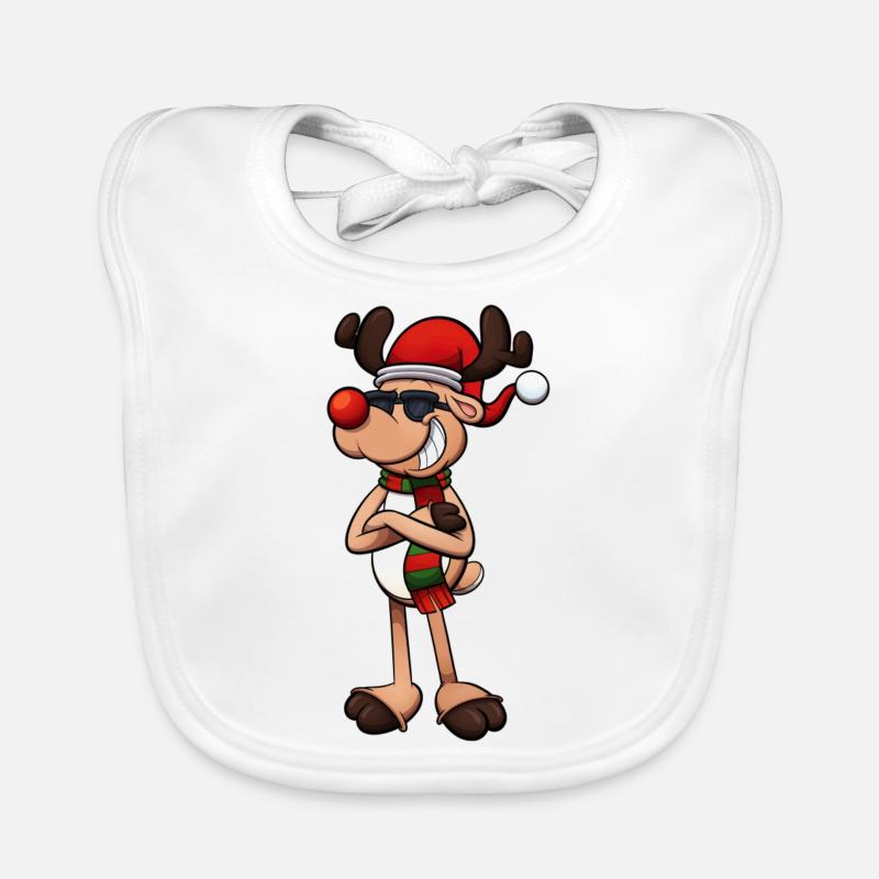 Cool Christmas Reindeer Organic Baby Bibs