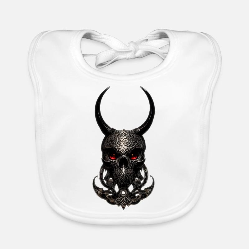 Schädel mit gehörntem Helm Baby Bio-Lätzchen