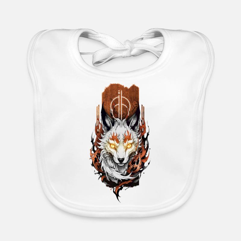 Celestial Guardian: Mystical Kitsune Fox Organic Baby Bibs