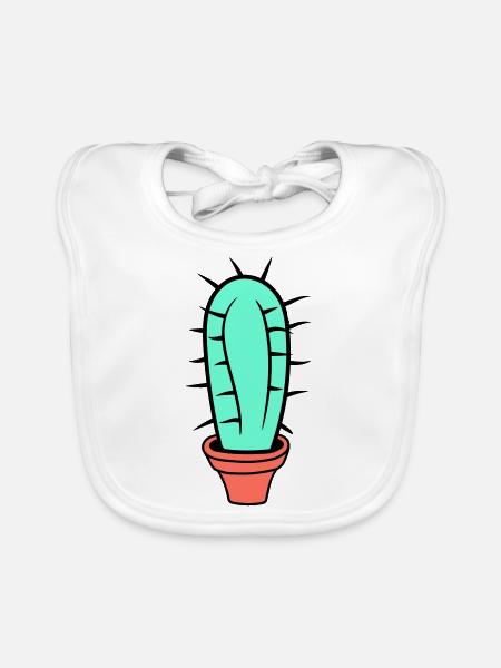 Petit Cactus Épines Désert Cactus Pot de Fleur - Bavoir bio Bébé - blanc - Devant