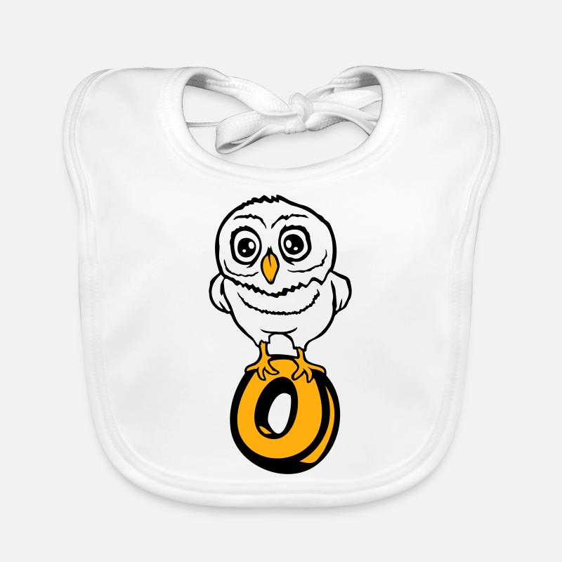 Eule Buchstabe O Owl Englisch ABC lernen Vogel Uhu Baby Bio-Lätzchen