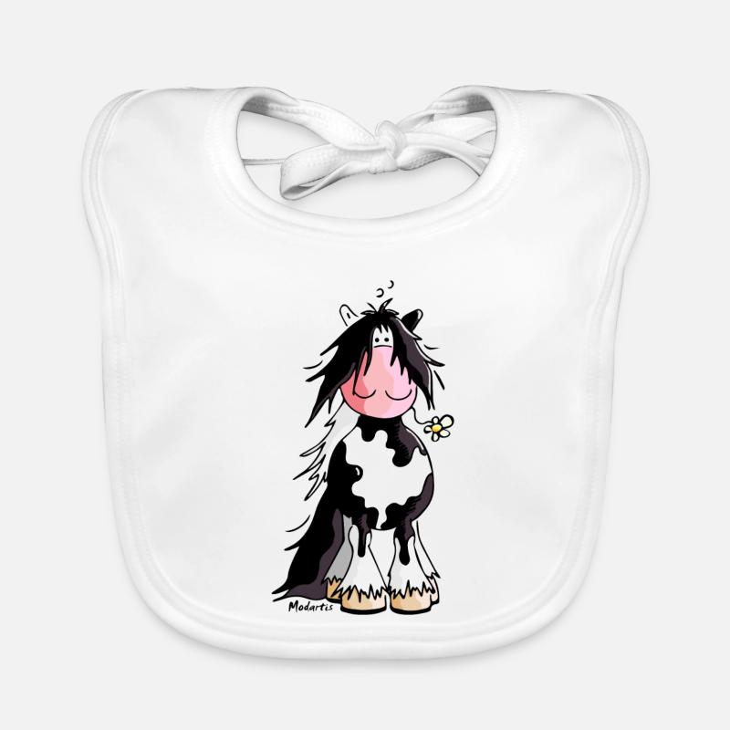 Gypsy Cob - Irish Cob – Pinto – Cheval - Bavoir bio Bébé - blanc