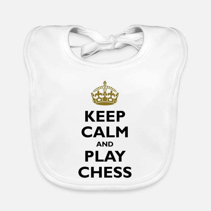 Keep calm and play chess - Baby Bio-Lätzchen - Weiß