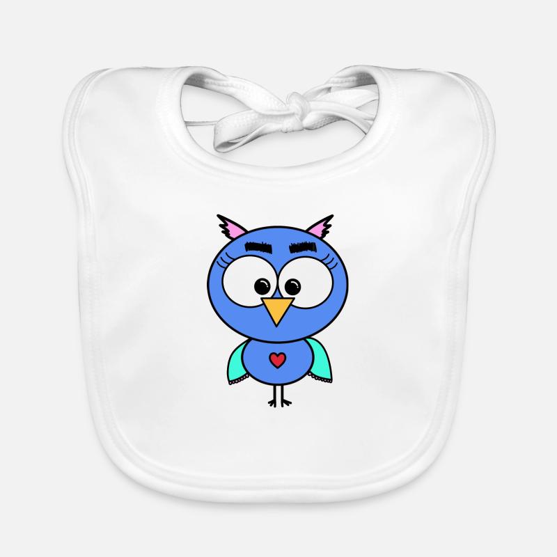Hibou Bleu - Bavoir bio Bébé - blanc