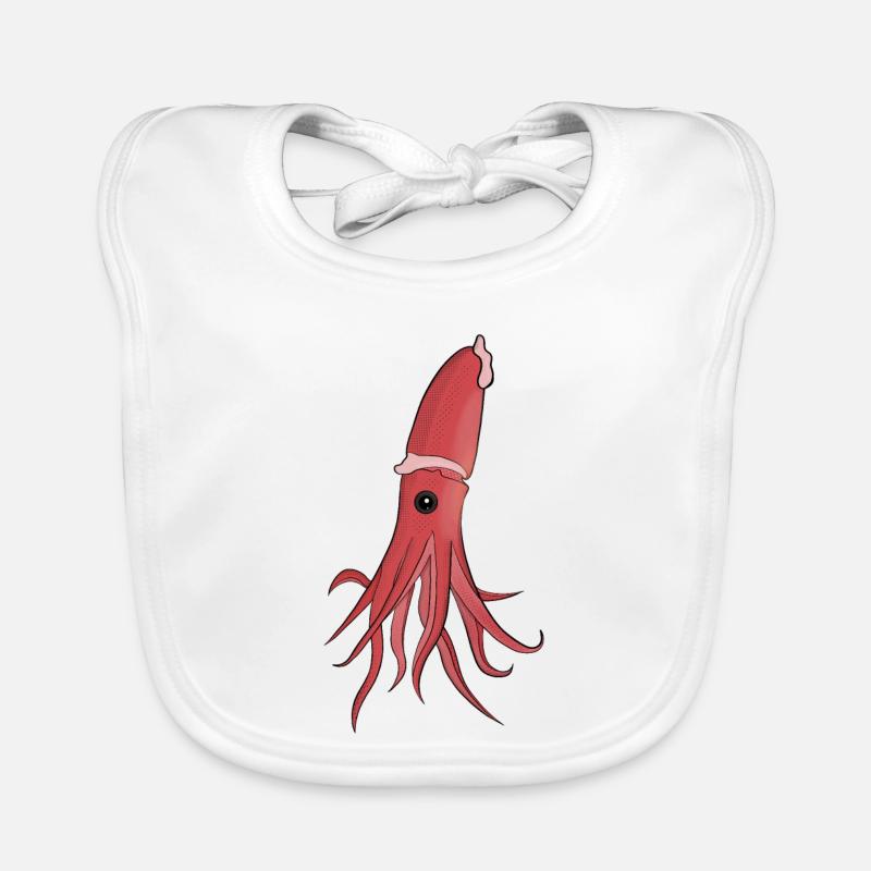 Sea Creatures A Beautiful Squid Organic Baby Bibs