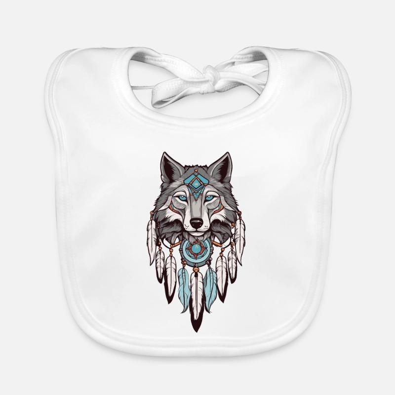 Wolf Dream Catcher Organic Baby Bibs
