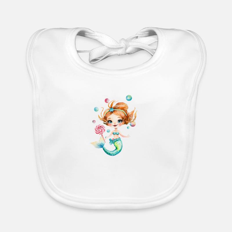 Petite sirène avec sucette - Bavoir bio Bébé - blanc