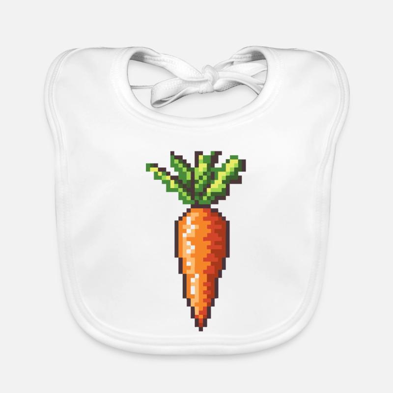 Pixel Carrot Retro Pixel Art Organic Baby Bibs