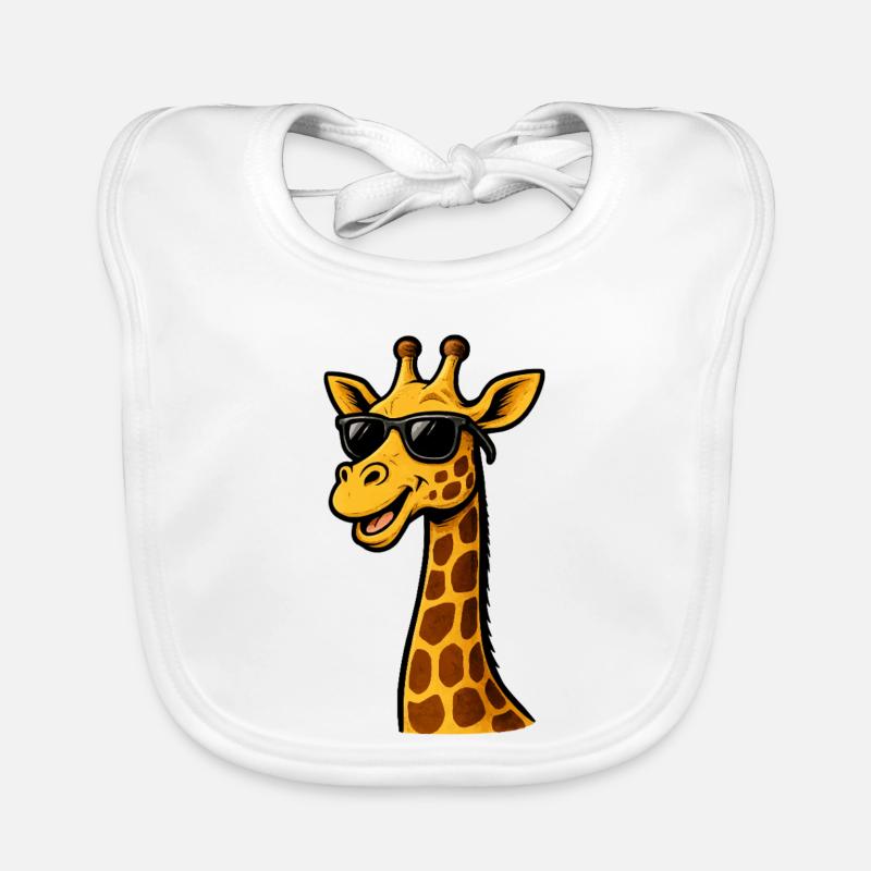 Girafe avec lunettes de soleil - Bavoir bio Bébé - blanc