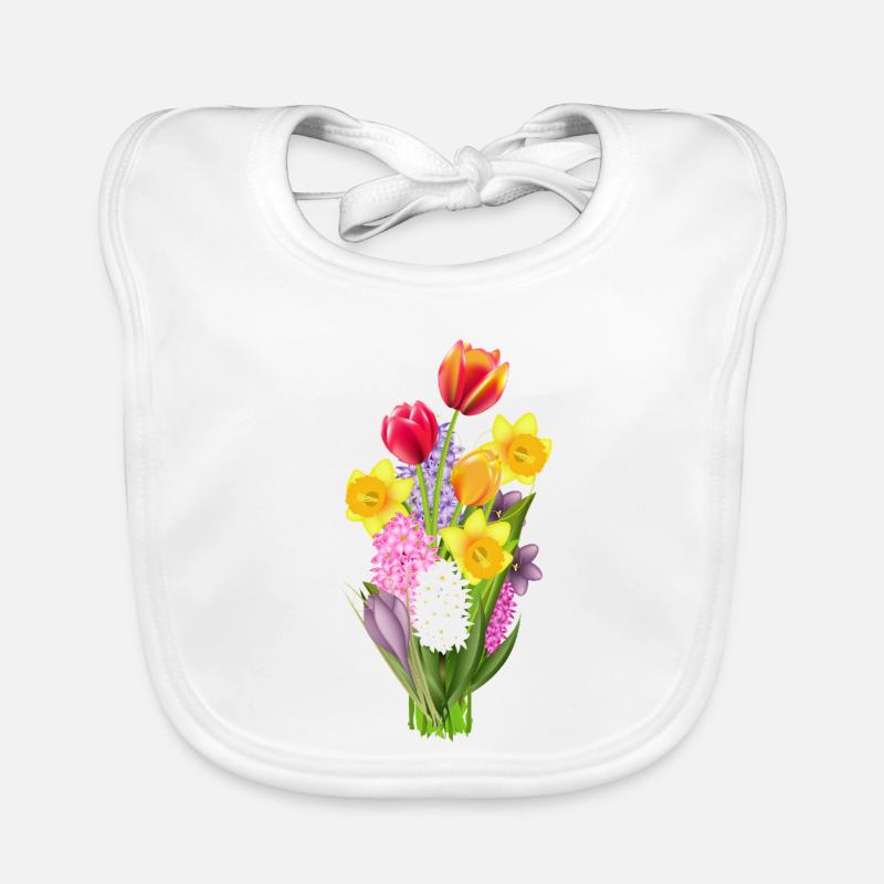 Colourful spring bouquet with tulips & daffodils Organic Baby Bibs