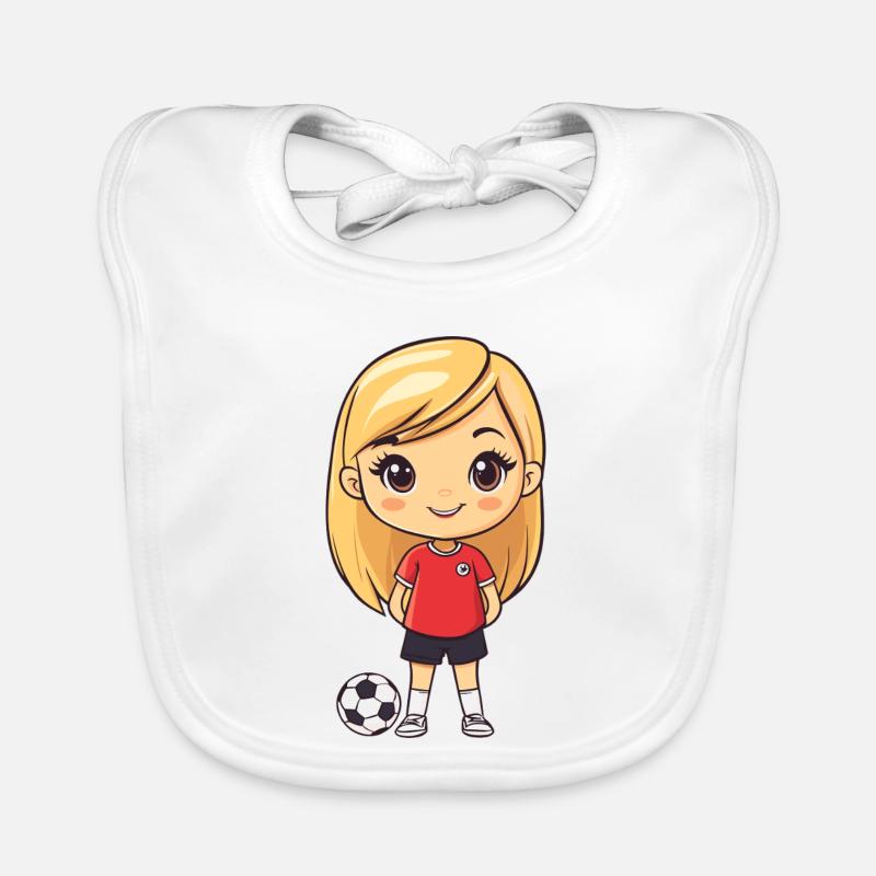 Kicker Mädchen mit Ball Baby Bio-Lätzchen