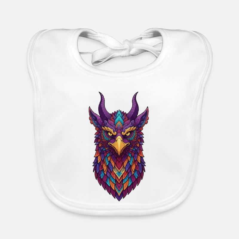 Bunte Eule mit Hörnern Baby Bio-Lätzchen