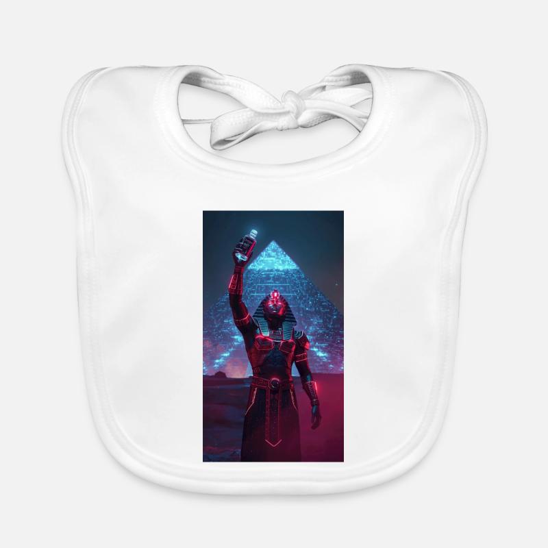 Pharaoh in neon light Organic Baby Bibs