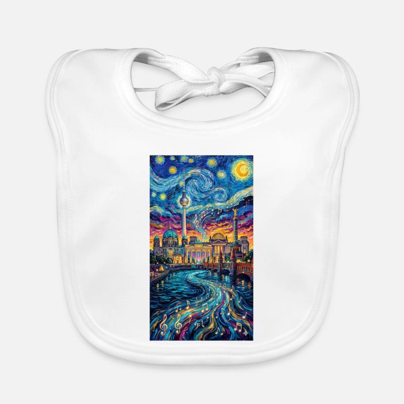 Vibrant Night Symphony over Berlin City Skyline Organic Baby Bibs