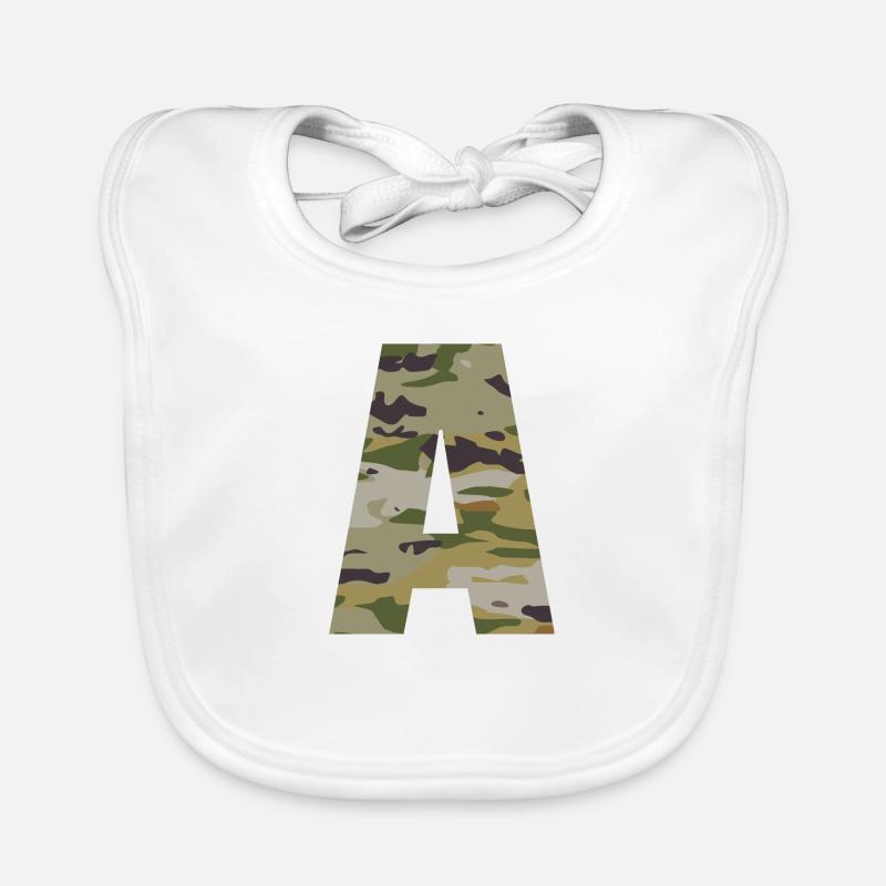 Camouflage letter A Organic Baby Bibs
