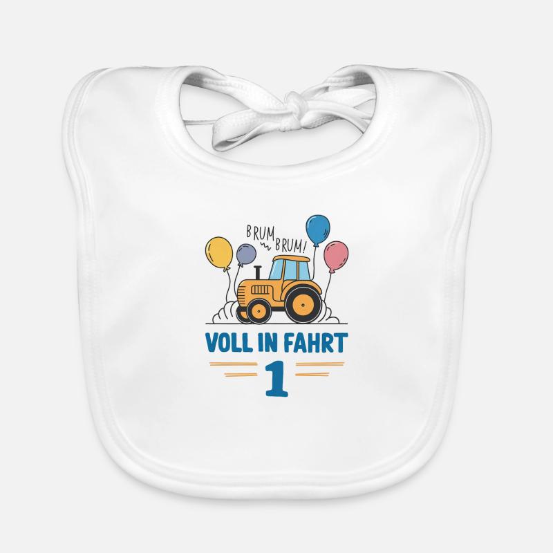 Cool tracteur 1er anniversaire : Cadeau le plus vendu ! - Bavoir bio Bébé - blanc