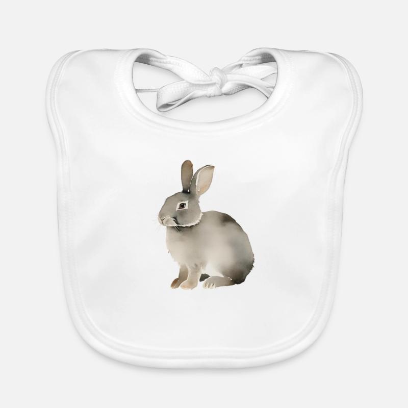 Rabbit with a plain background Organic Baby Bibs