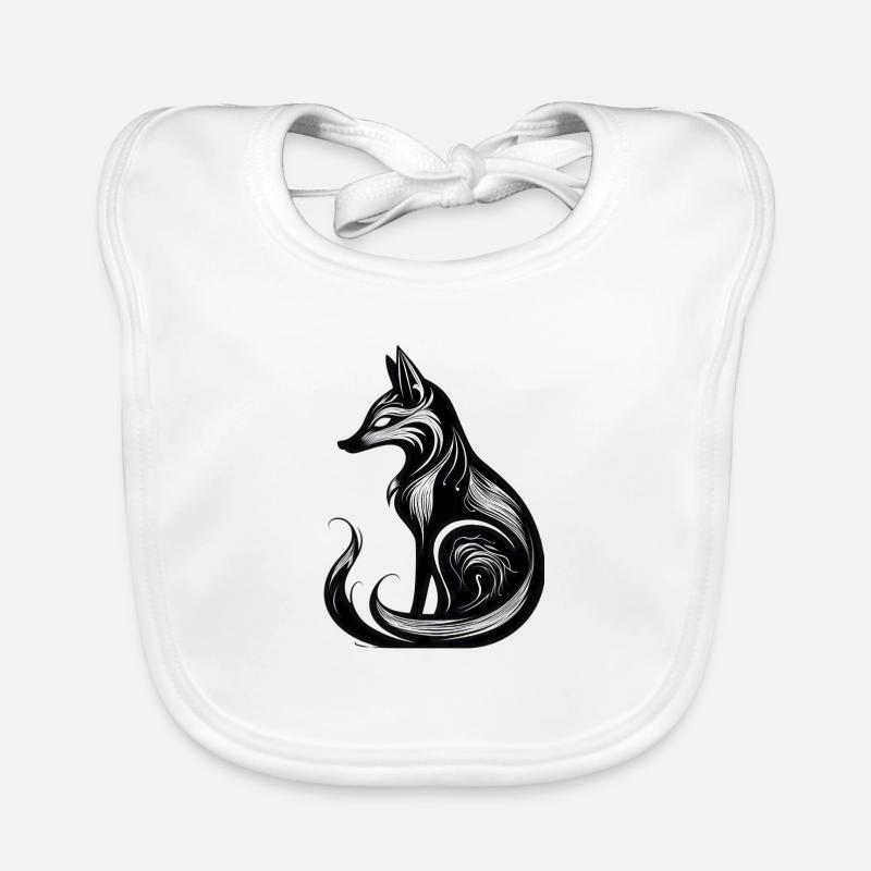 Minimalistic Black & White Fox Baby Bio-Lätzchen