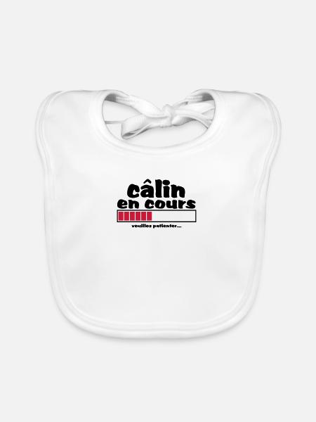 câlin en cours,amour,mariage,ev,formes,cœur - Bavoir bio Bébé - blanc - Devant