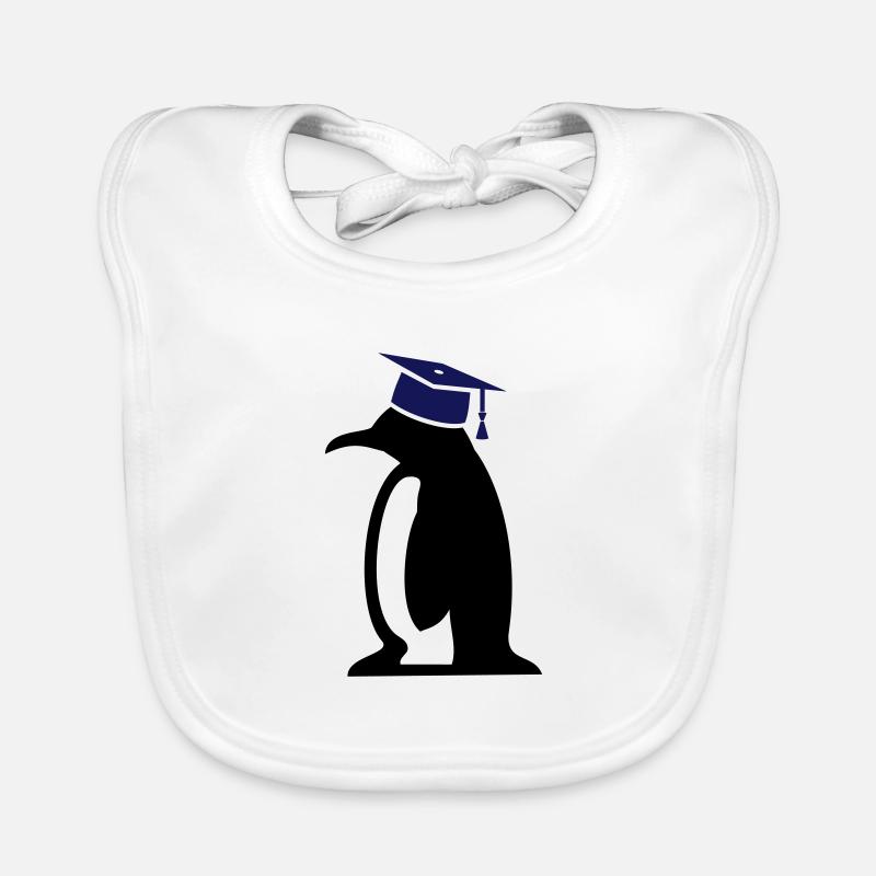 Penguin with doctoral hat, gift for doctoral thesis Organic Baby Bibs