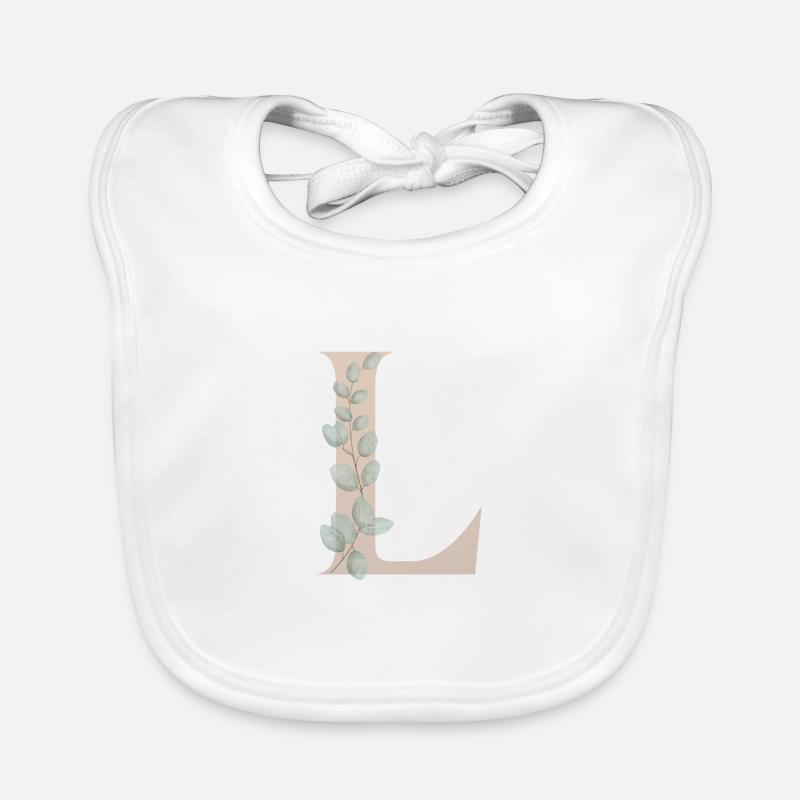 Buchstabe L mit Blumenranke Baby Bio-Lätzchen