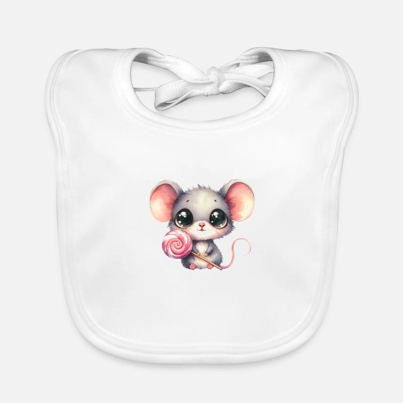 Little mouse with lollipop Organic Baby Bibs