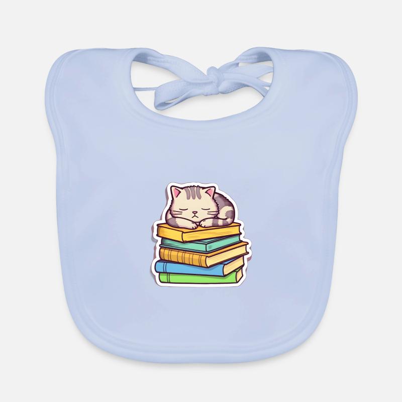 Sleeping Book Cat Organic Baby Bibs