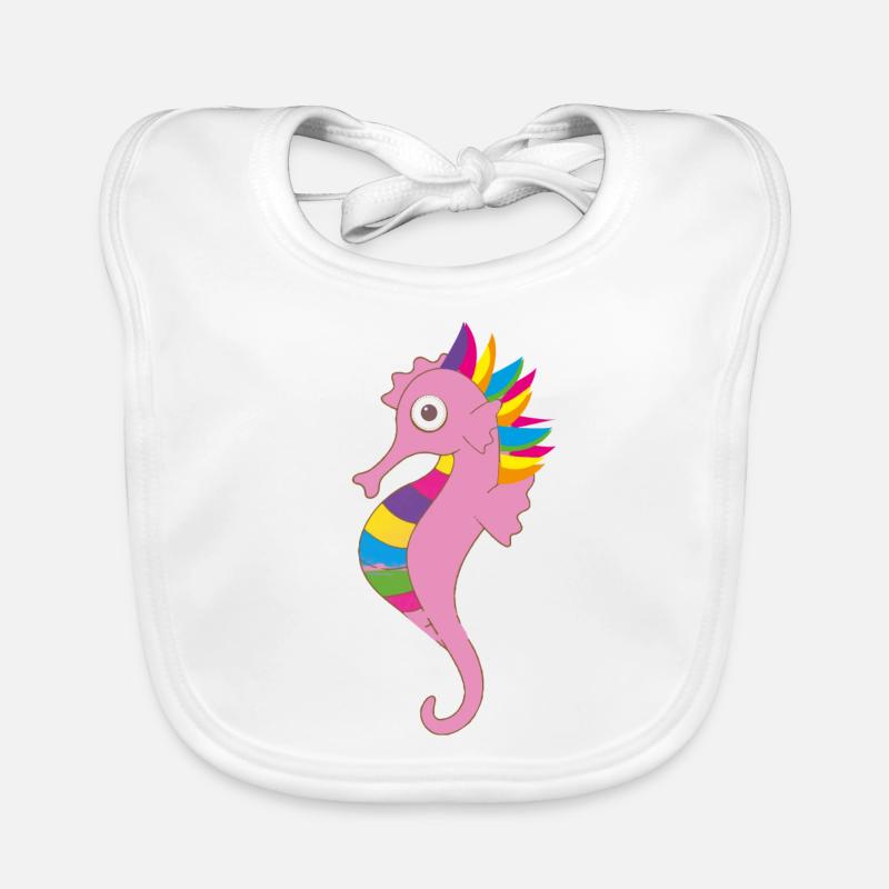 hippocampe, coloré, arc-en-ciel, coloré Bavoir bio Bébé