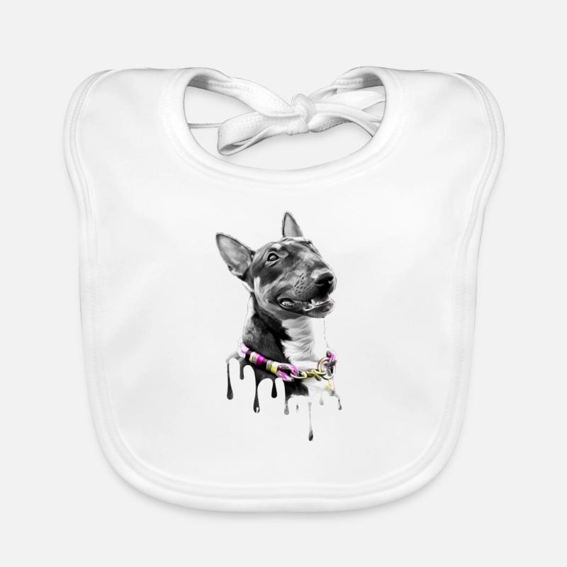 Art de Bull Terrier miniature - Bavoir bio Bébé - blanc