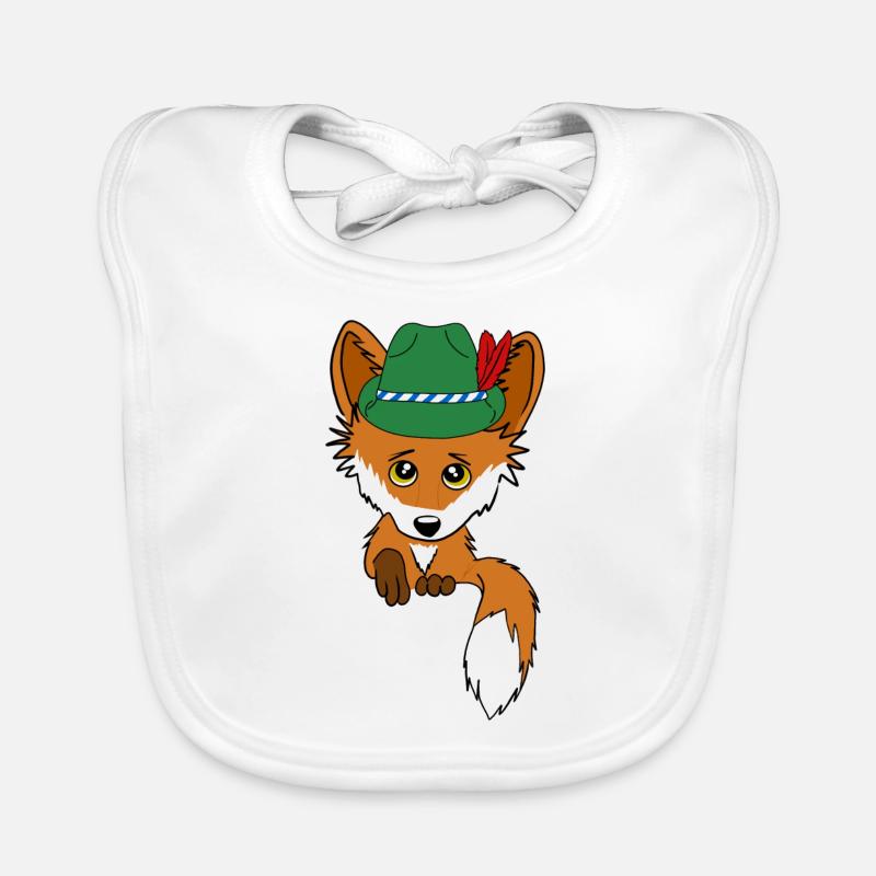 Fuchs mit Trachtenhut in Tasche Baby Bio-Lätzchen