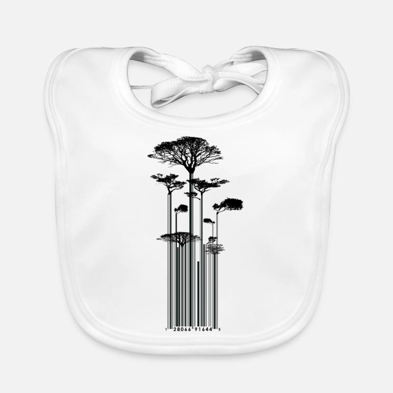 CODE BARRE - Arbre - conso - Bavoir bio Bébé - blanc
