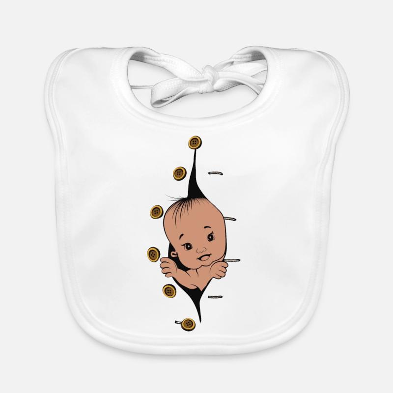 Design 1 baby without smile buttons left Organic Baby Bibs