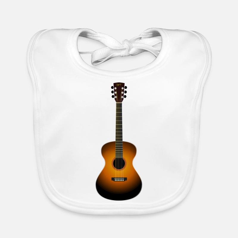 Akustische Gitarre - Baby Bio-Lätzchen - Weiß
