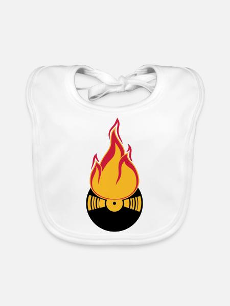 dj party celebrate club disco music dance vinyl plat - Organic Baby Bibs - white - Front